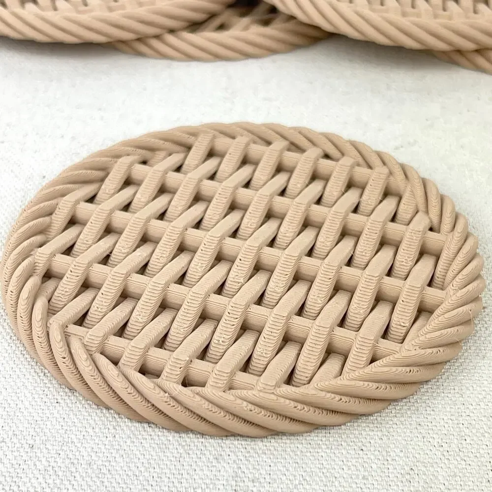 Woven Coaster Set, Modern Coasters with Holder, Drink Coasters, Set of 6